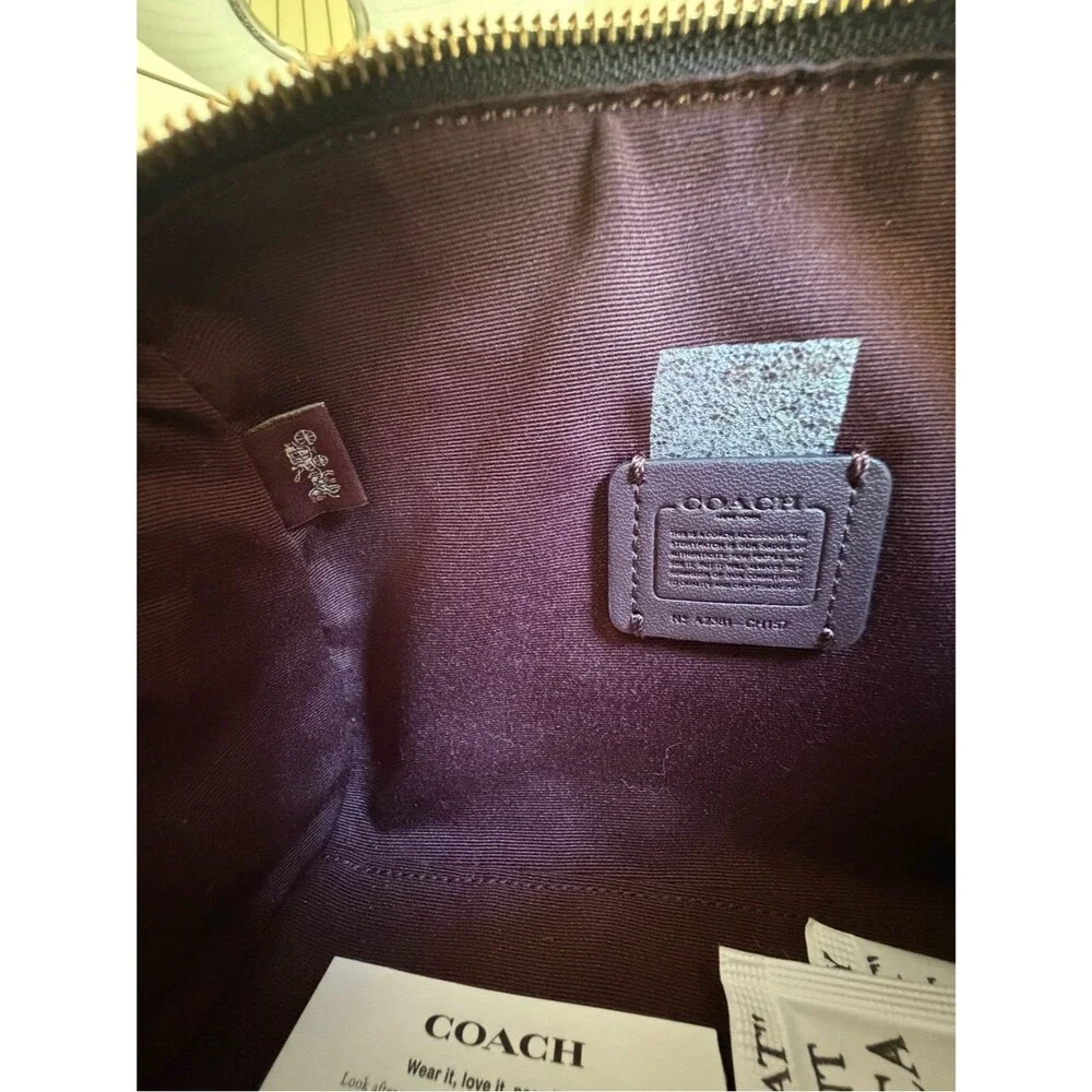 NWT Coach Mini Rowan Crossbody CH157 Black Crossgrain Leather / Gold Satchel